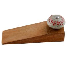 2 Pieces Red Embossed Crackle Ceramic Wooden Door Stopper